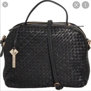 NWT! Giorgia Milani Black Leather Woven Satchel